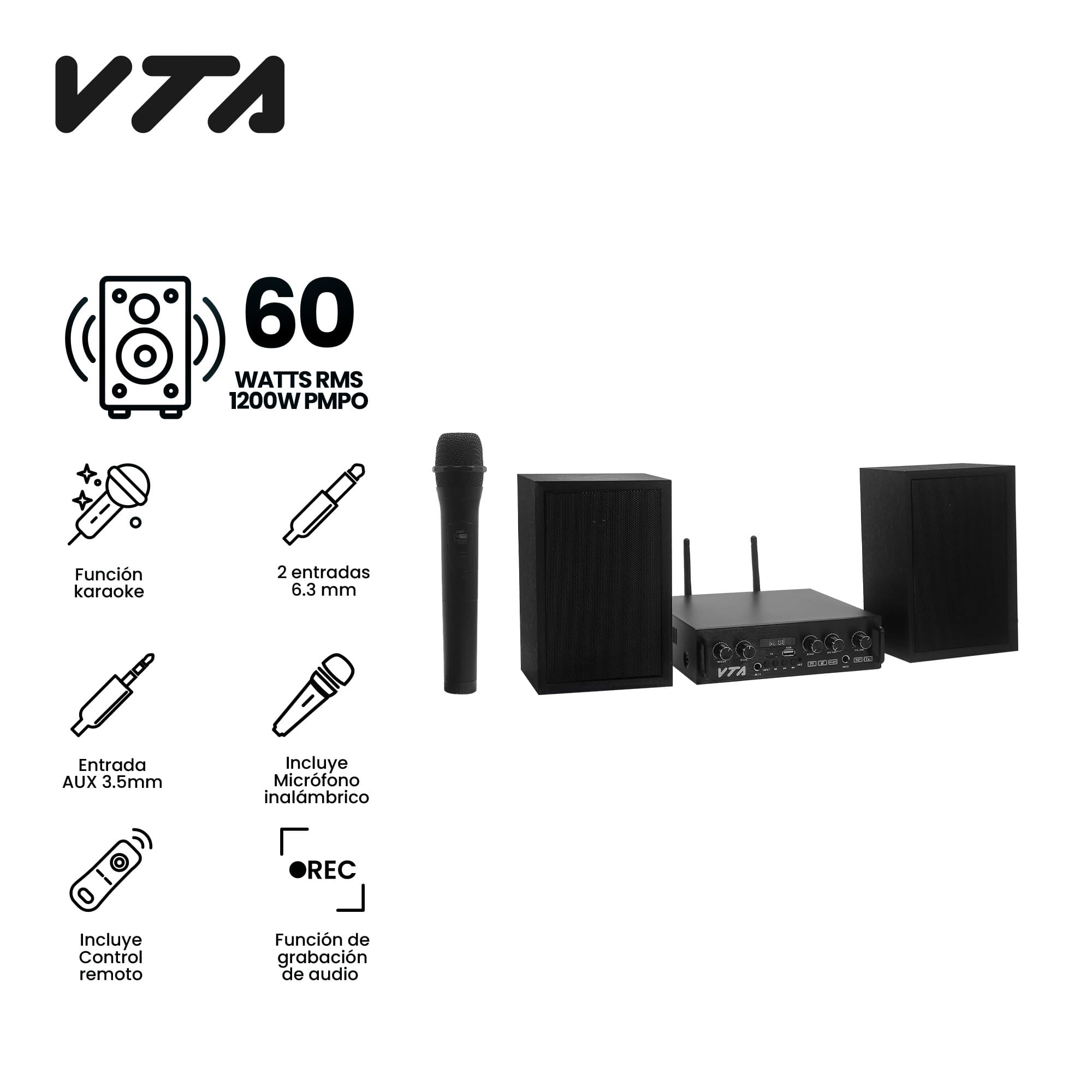 Sistema De Audio 2.1 VTA 60W RMS Con Función De Karaoke img #9