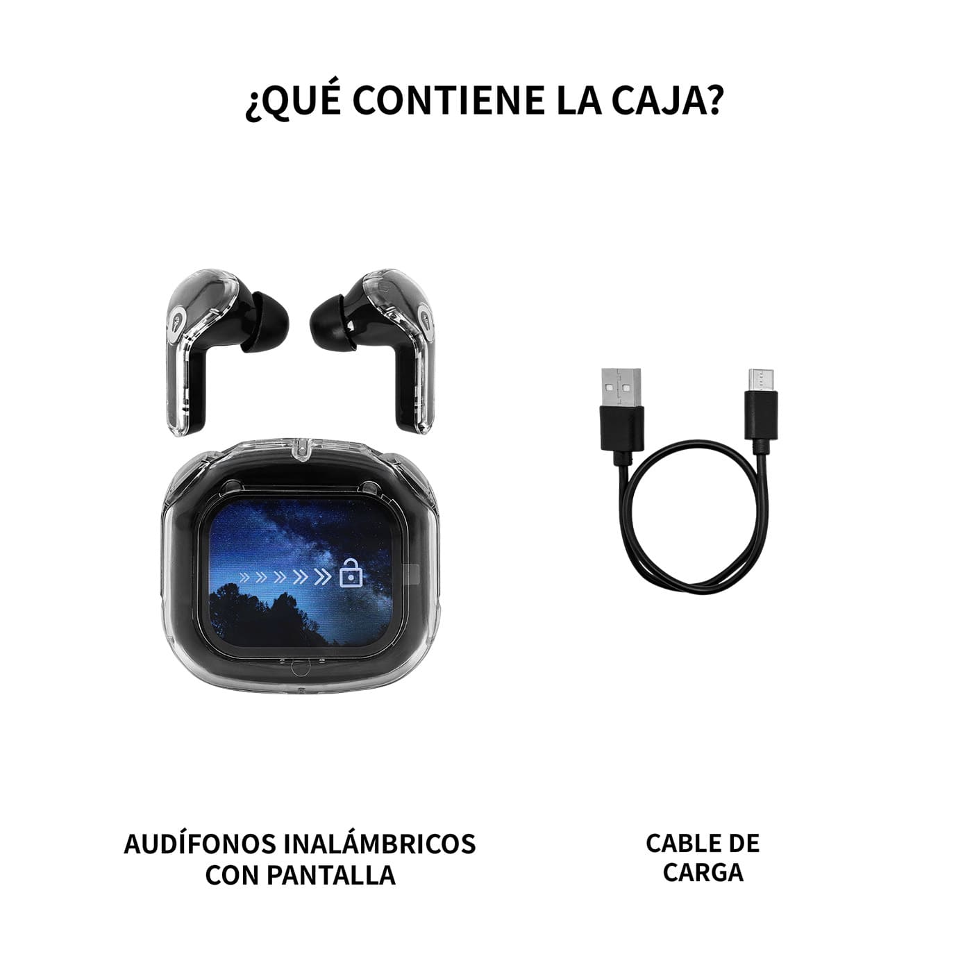 Audífonos Inalámbrico VTA TWS Con Pantalla Táctil Y Función Selfie Stick Negro img #6