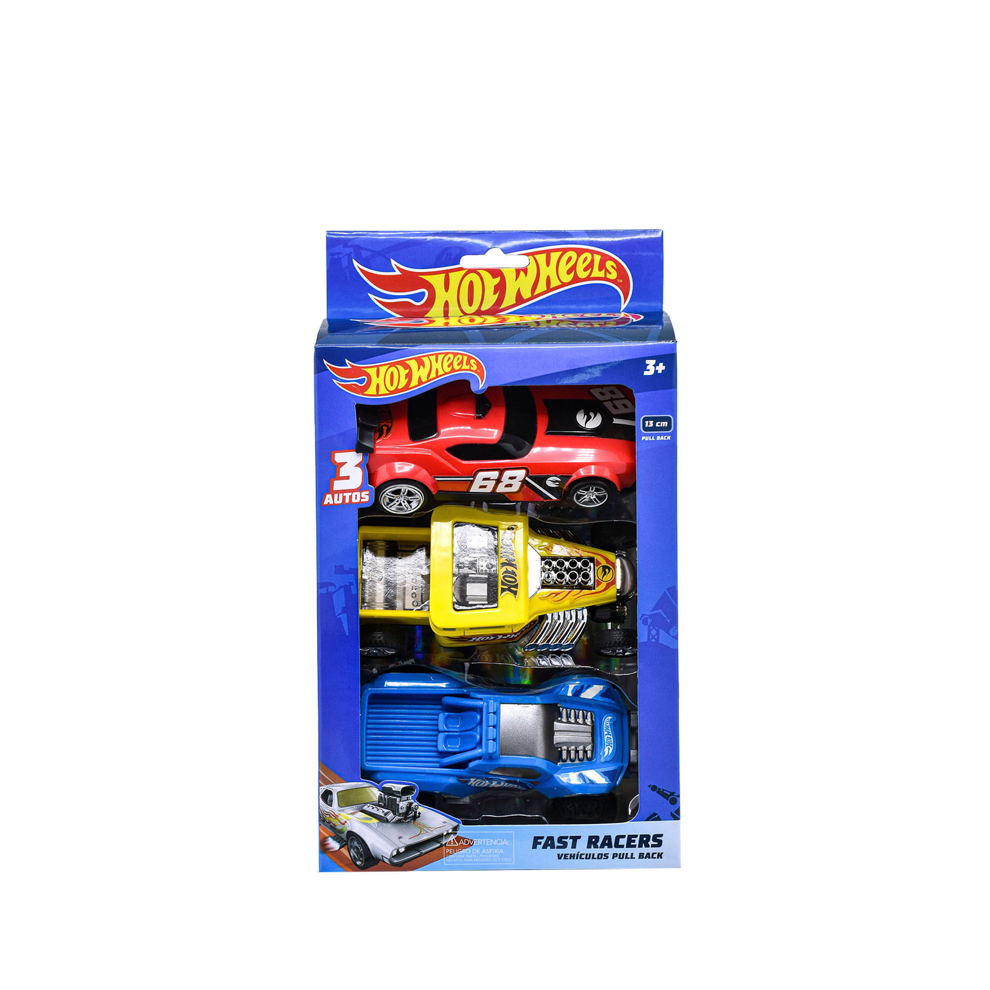 Set X 3 Carros Fricción Fast Racer 13 Cms Hot Wheels img #2