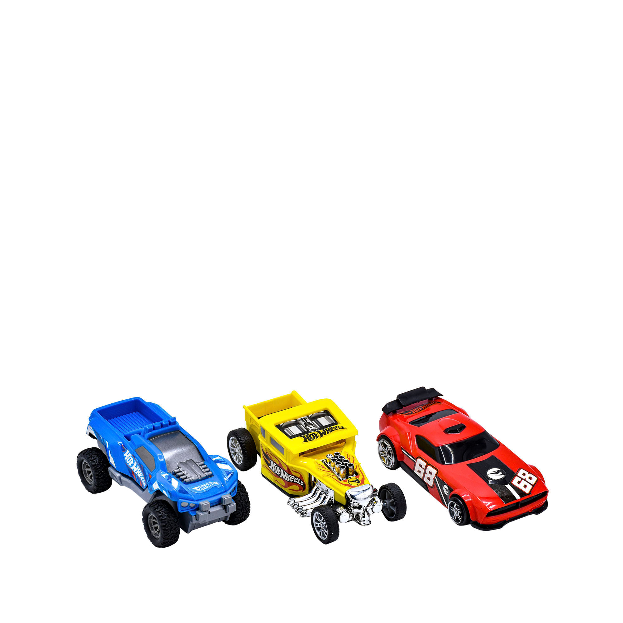 Set X 3 Carros Fricción Fast Racer 13 Cms Hot Wheels img #1