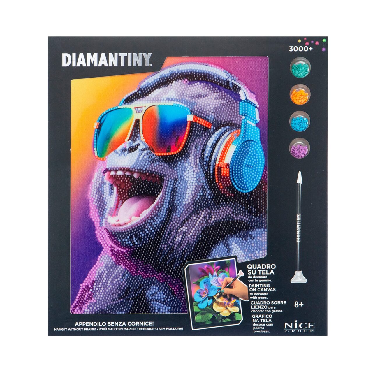 Cuadro DIY Diamantiny Gorila DJ con Marco Infantil img #4