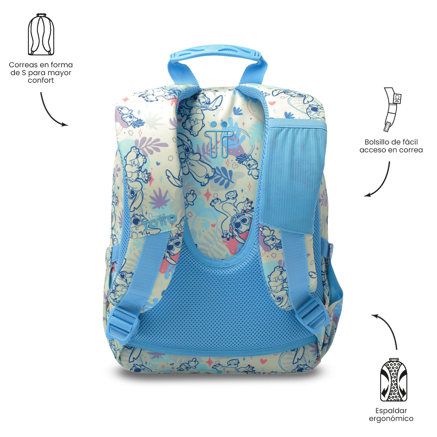 Morral Juvenil Porta Tablet 10" Tempera Stitch Blanco img #4