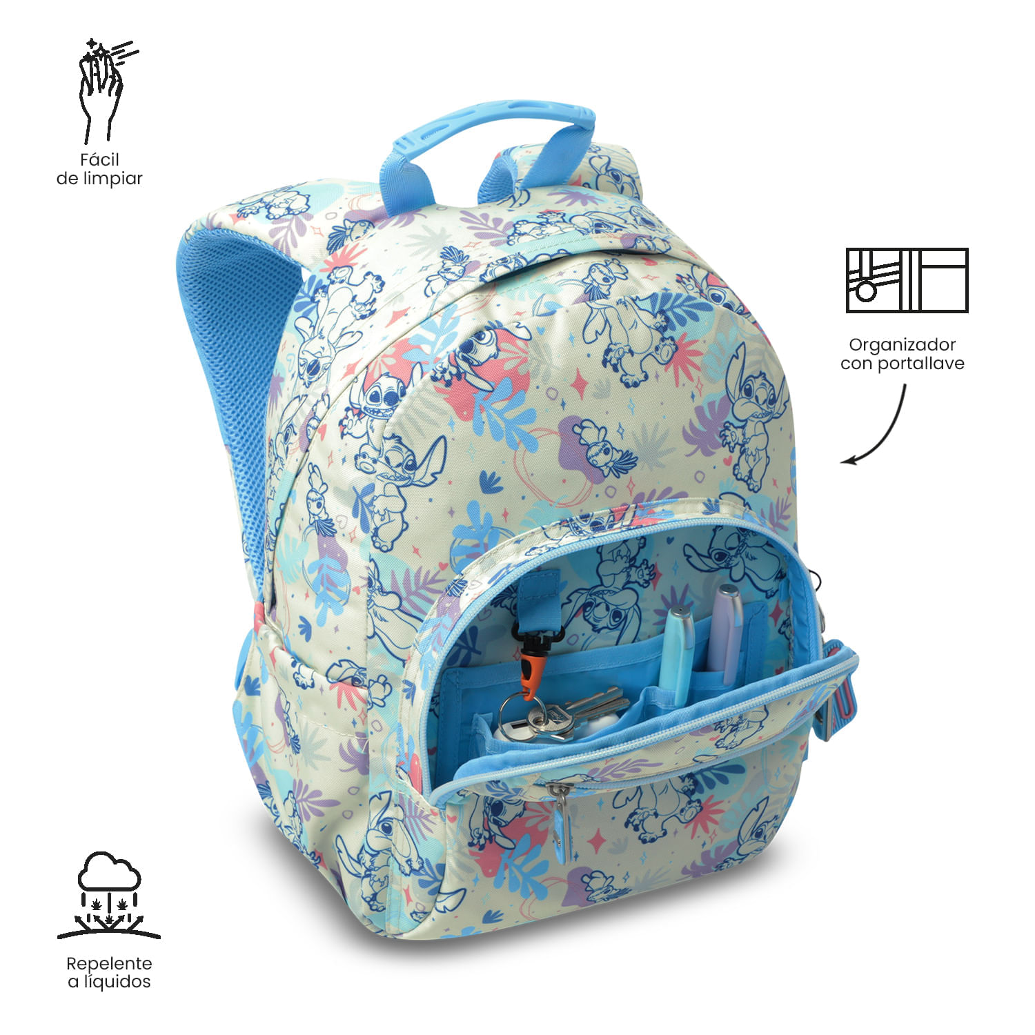 Morral Juvenil Porta Tablet 10" Tempera Stitch Blanco img #6