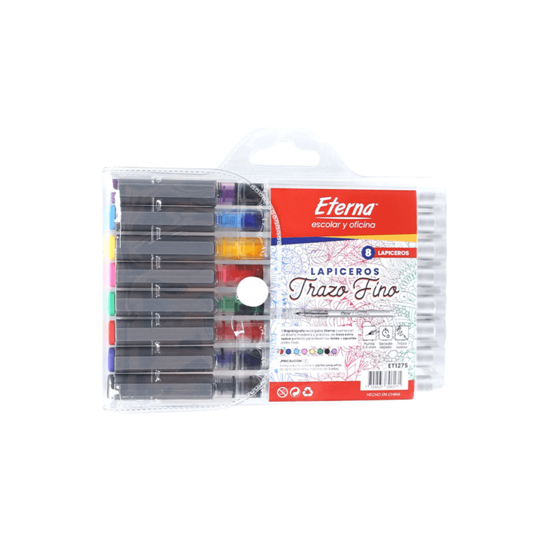 Lapiceros Trazo Fino 0.5mm 8 pcs Eterna img #1