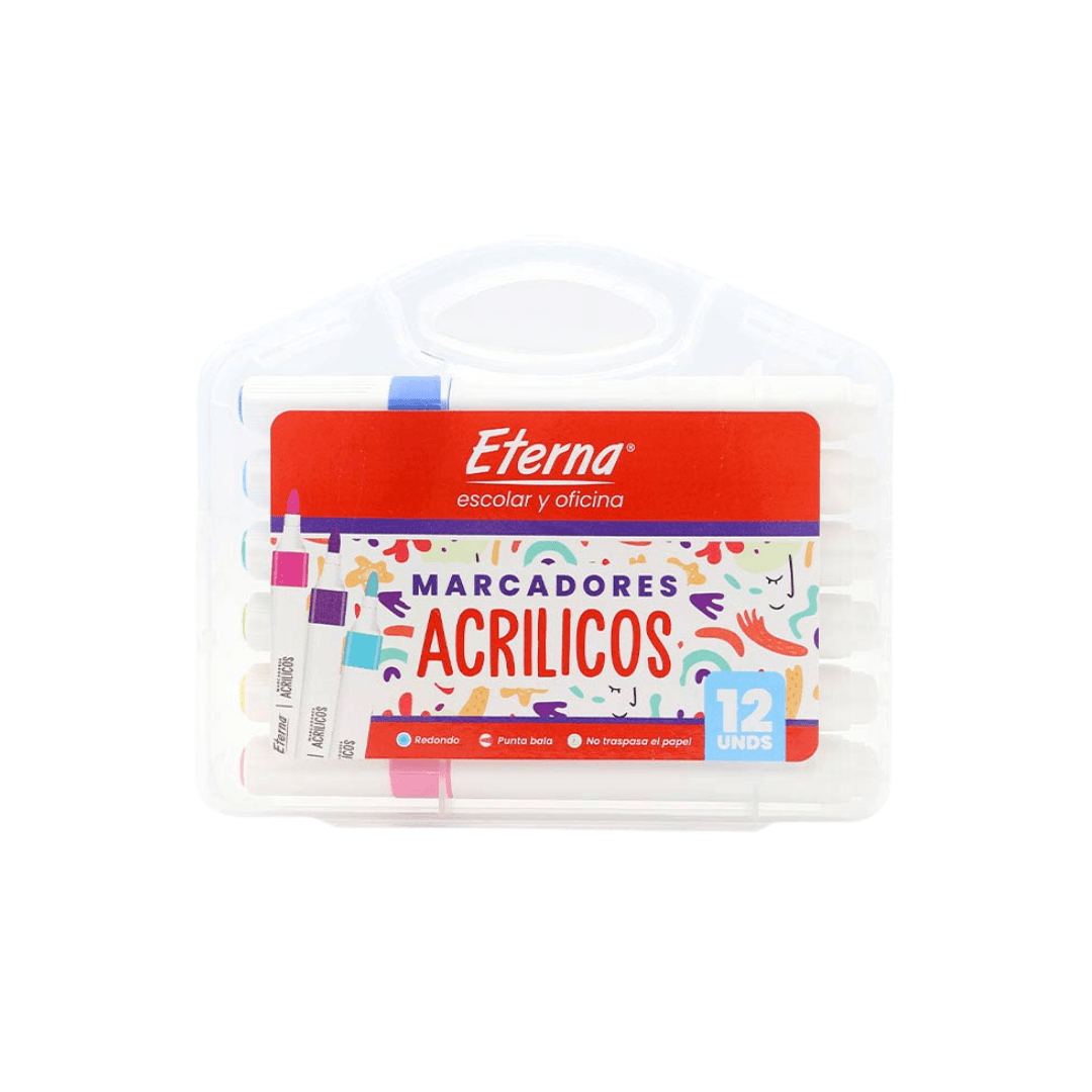 Marcadores Acrilicos Punta Bala x 12 pcs Eterna img #1