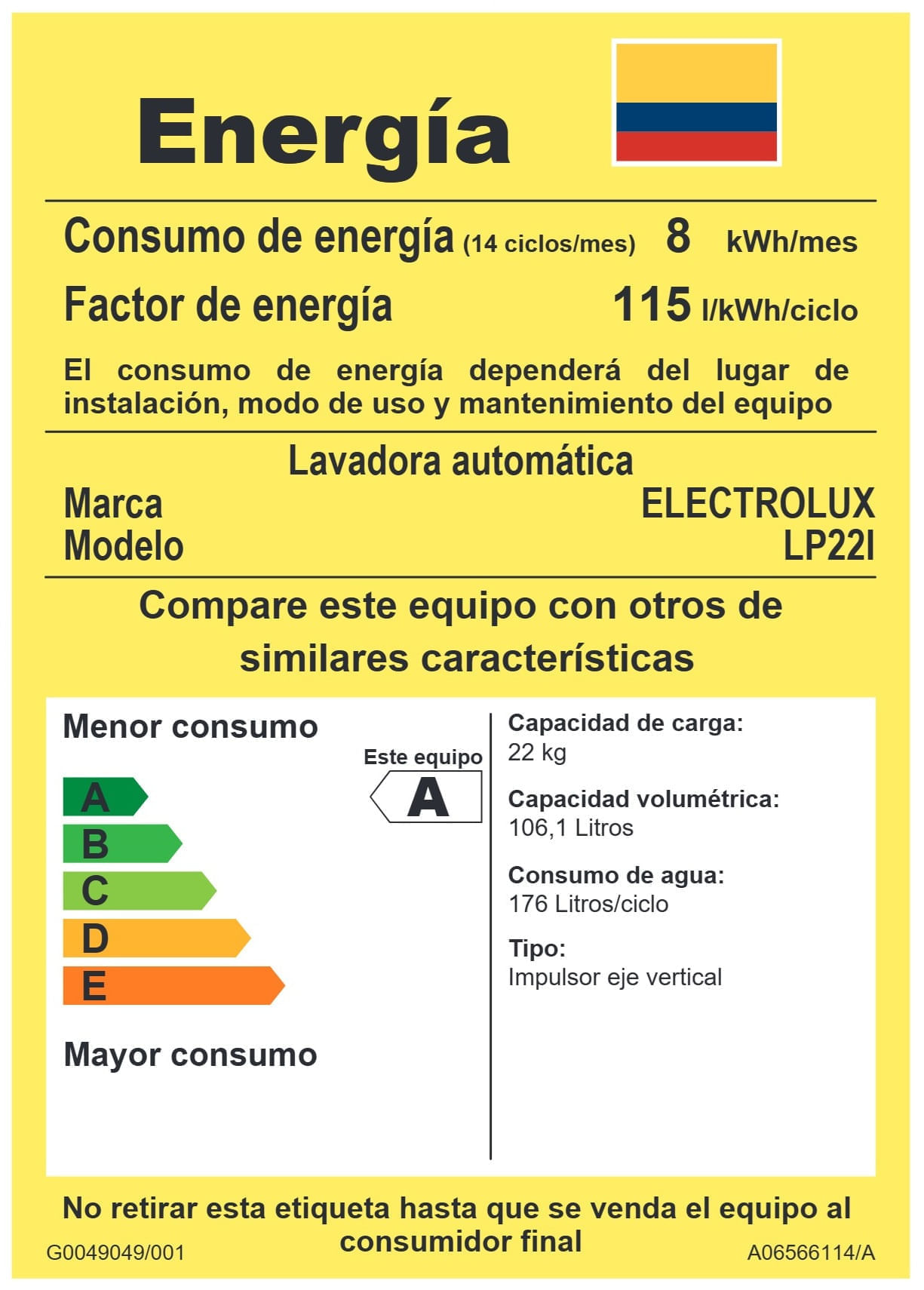 Lavadora Electrolux Carga Superior 22kg con Cierre Fácil Negra LP22I img #5