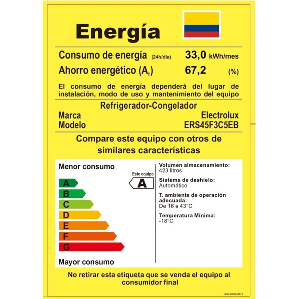 Nevecón Electrolux No frost 423L Inverter AutoSense Dispensador Agua Negro ERS45F3C5EB img #5
