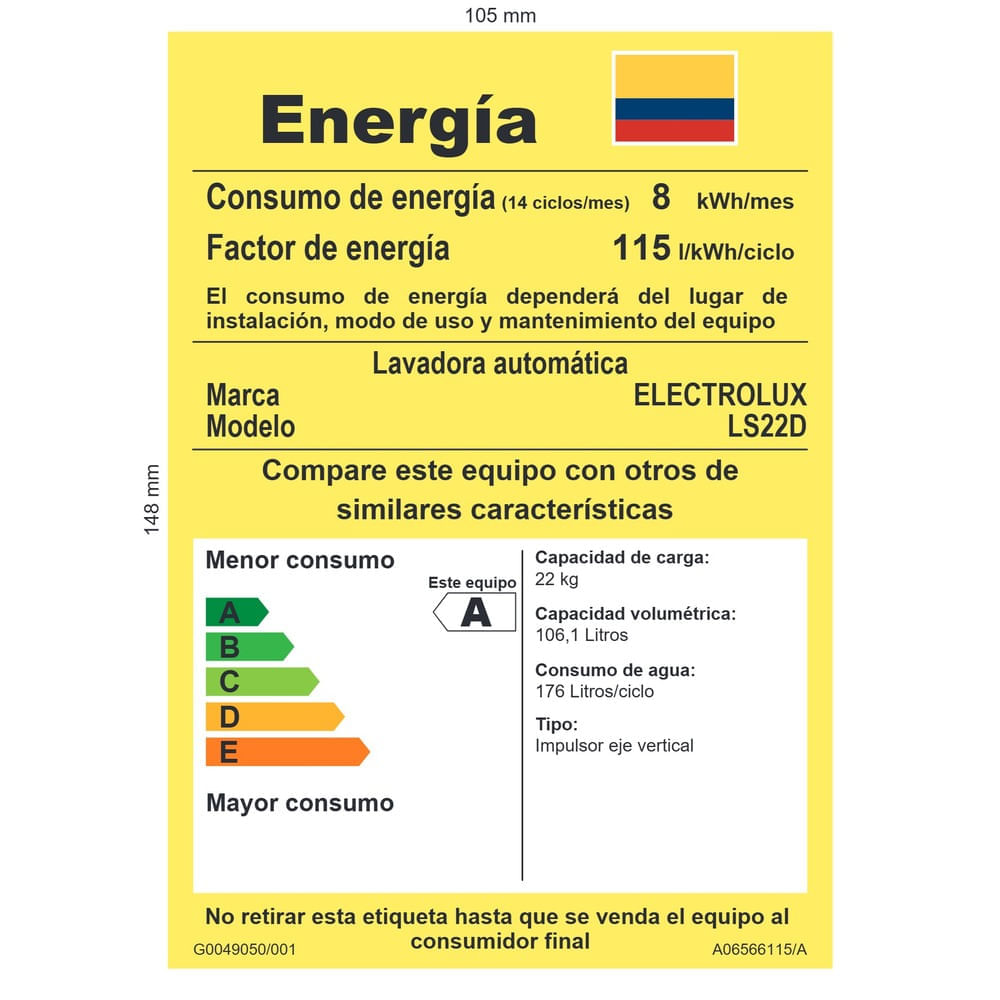 Lavadora Electrolux Carga Superior 22kg con Cierre Fácil Gris LS22D img #5
