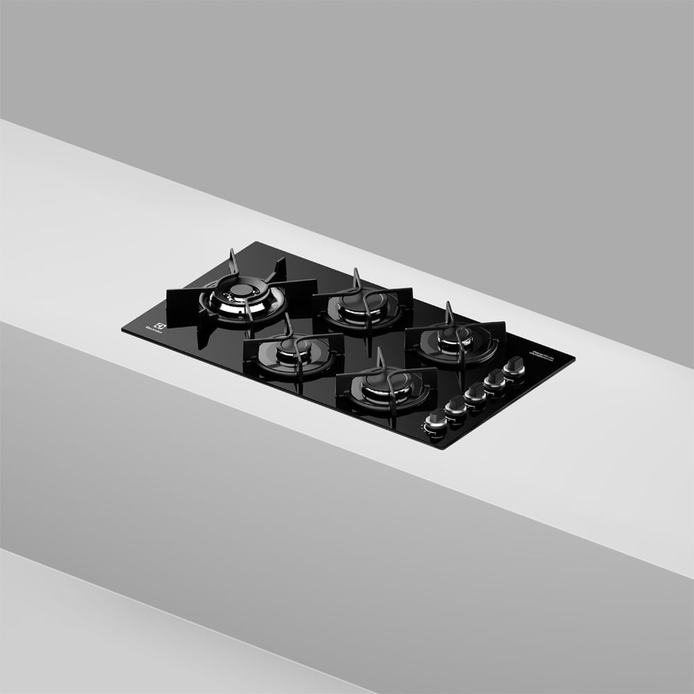 Estufa de empotrar a gas Electrolux 5 puestos triple llama vitrocerámica y parrillas en hierro fundido KE5GW img #8