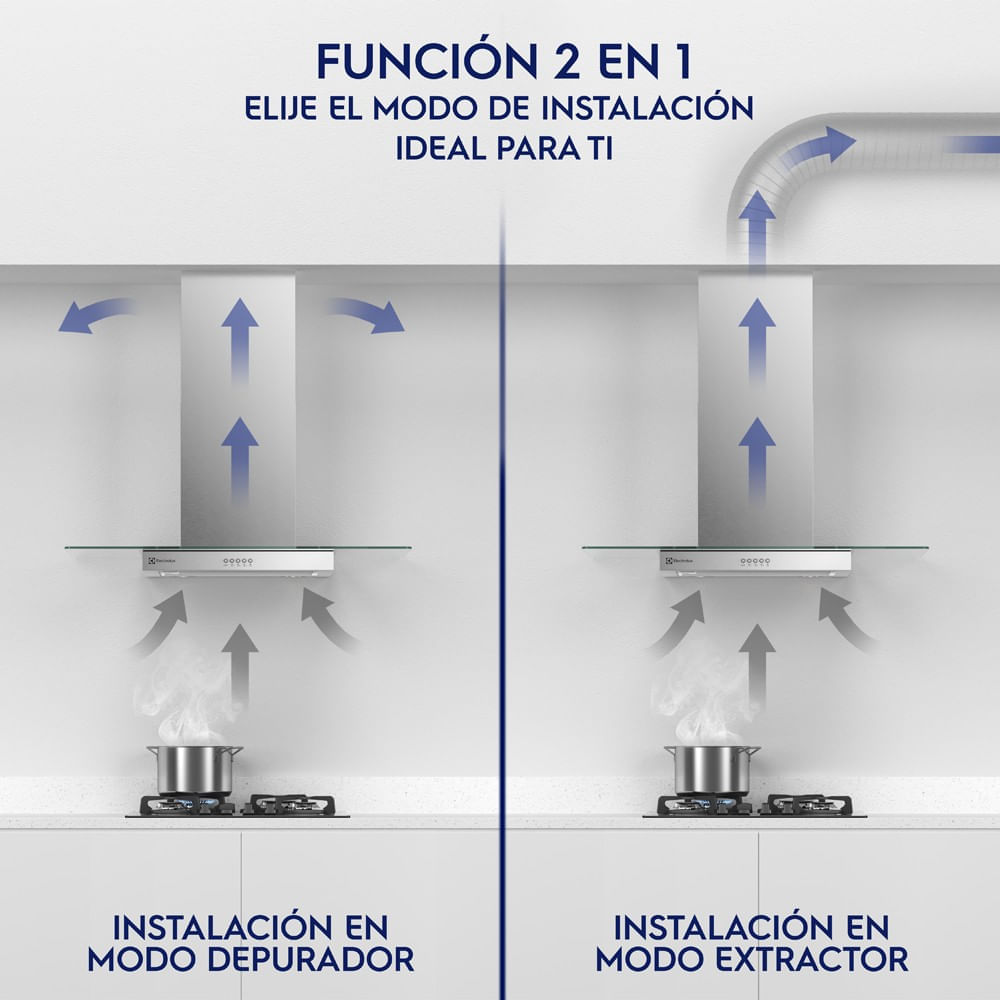 Campana Extractora Electrolux Empotrable Pared 60cm Luz LED Inox CE6VX img #5