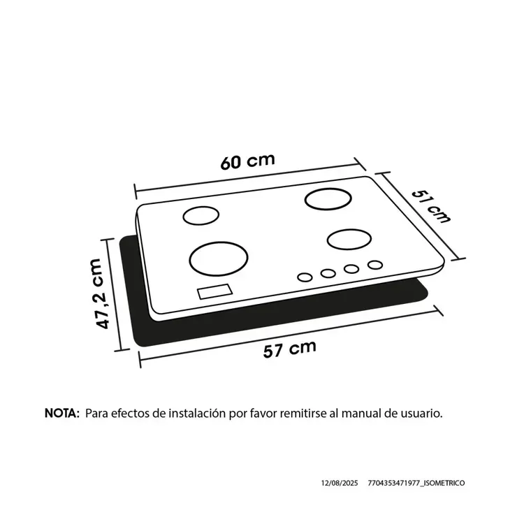 Estufa de Empotrar Haceb 4 Puestos 60x51 cm Gas Propano Cristal Negra img #2