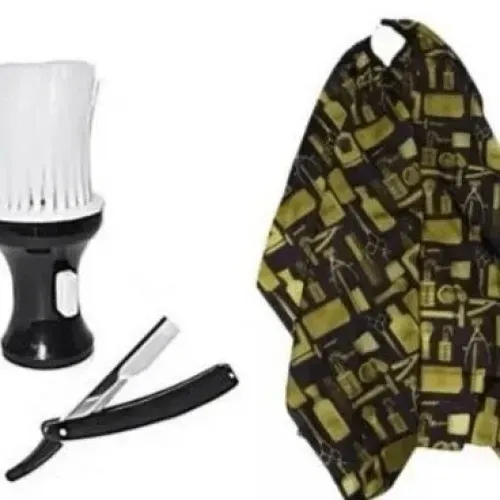 Kit Set De Barbería Profesional Con Capa, Brocha y Navaja img #2