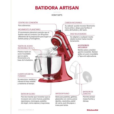 Combo Batidora Artisan 4.7 Lts y Aditamento Rodillo para Pasta img #8