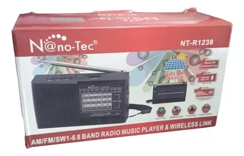 Radio Mini Portátil Recargable Panel Solar AM FM SW Bluetooth USB  MP3 img #3