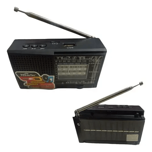Radio Mini Portátil Recargable Panel Solar AM FM SW Bluetooth USB  MP3 img #1