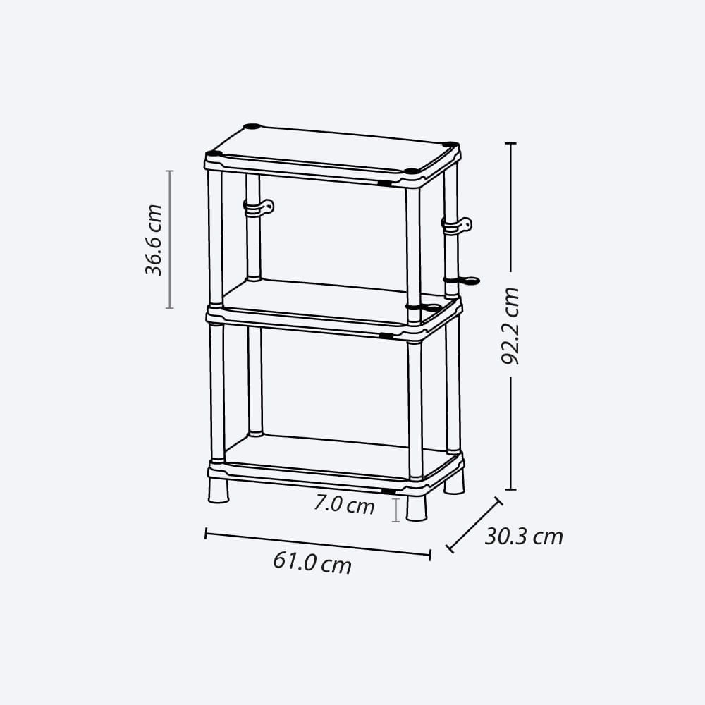 Estante Solido 12" de 3 Niveles Negro img #4