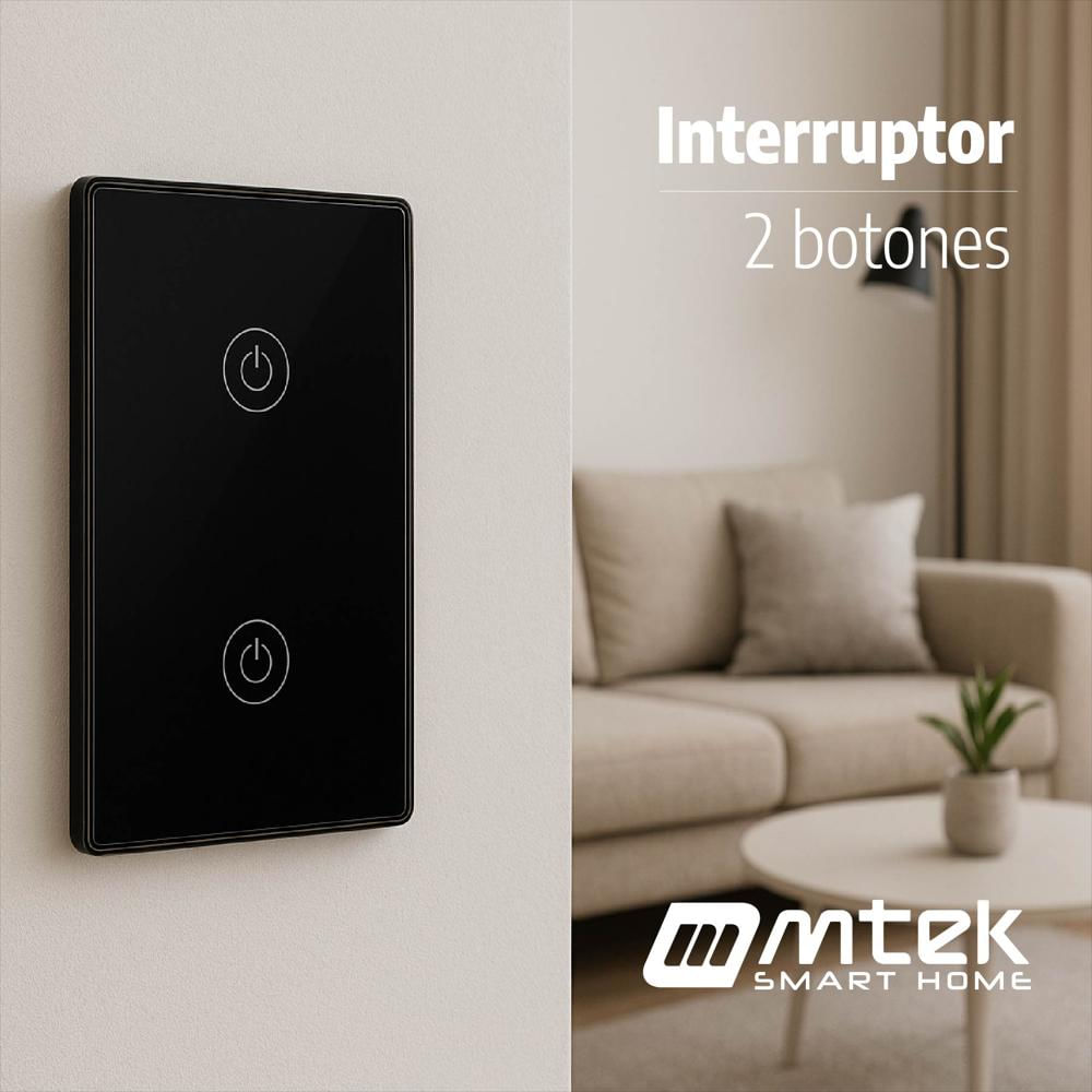 Interruptor Inteligente Mtek 2 Botones Wifi Negro img #5