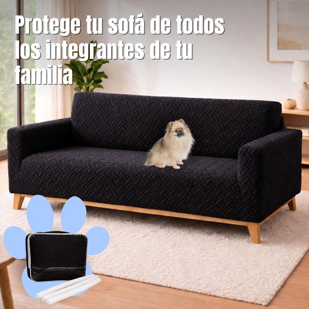 Protector De Sofá 3 Puestos Elastico Negro img #2