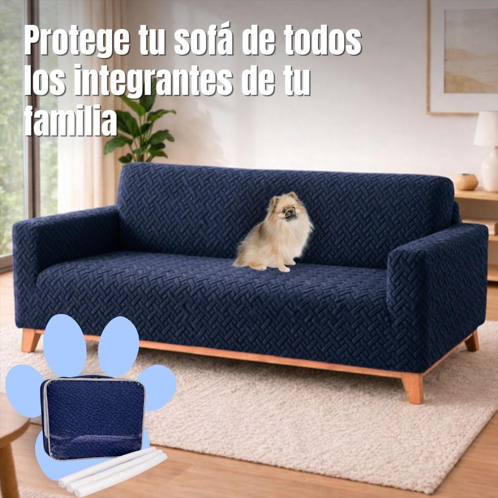 Protector De Sofá 3 Puestos Elastico Azul img #2