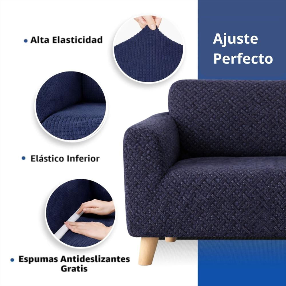 Protector De Sofá 3 Puestos Elastico Azul img #5