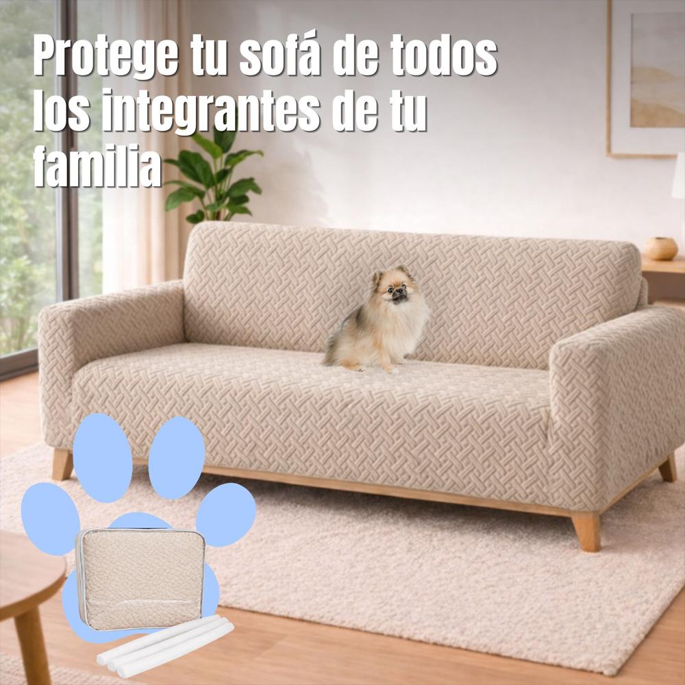 Protector De Sofá 3 Puestos Elastico Beige img #2
