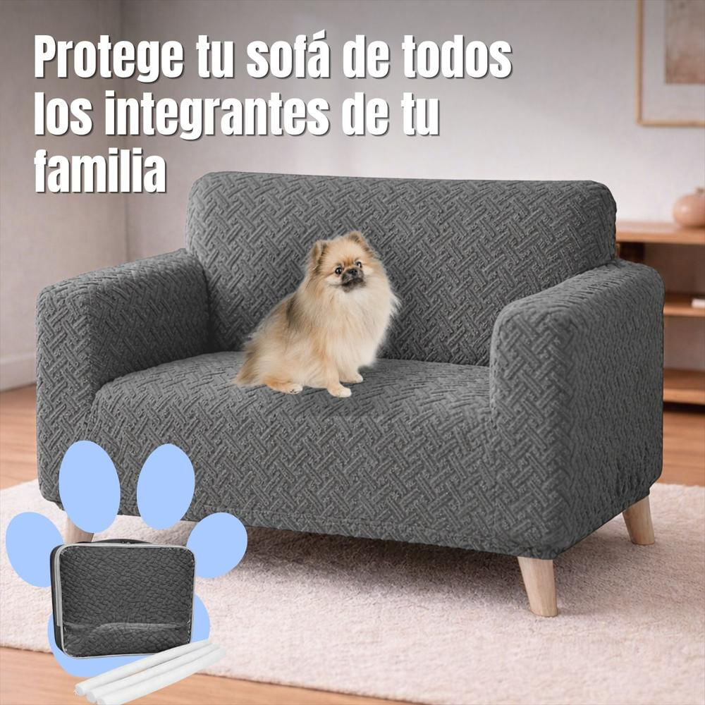 Protector De Sofá 2 Puestos Elastico Gris img #2