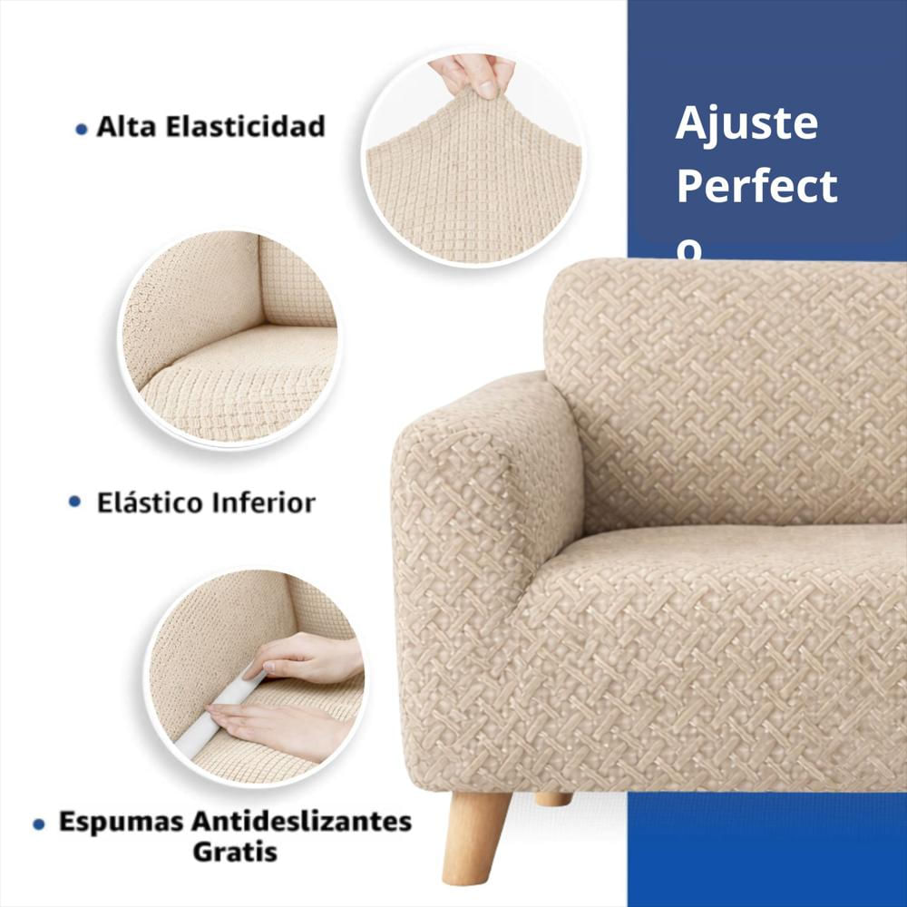 Protector De Sofá 2 Puestos Elastico Beige img #5