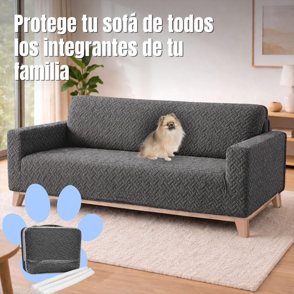 Protector De Sofá 3 Puestos Elastico Gris img #2
