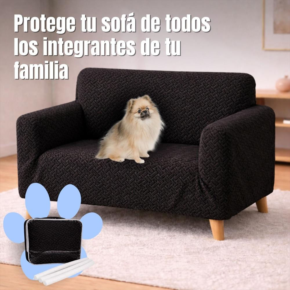 Protector De Sofá 2 Puestos Elastico Negro img #2