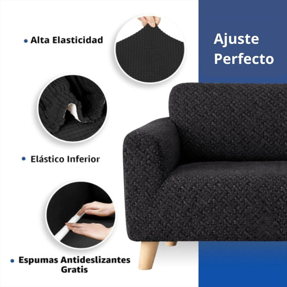 Protector De Sofá 2 Puestos Elastico Negro img #5