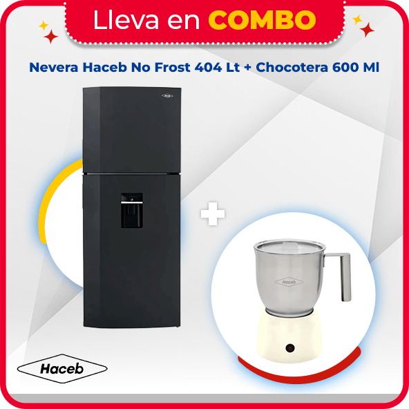 Nevera Haceb No Frost Congelador Superior 404 Litros N404 Gris Plomo + Chocotera Haceb 600 ml Lino Edición Especial