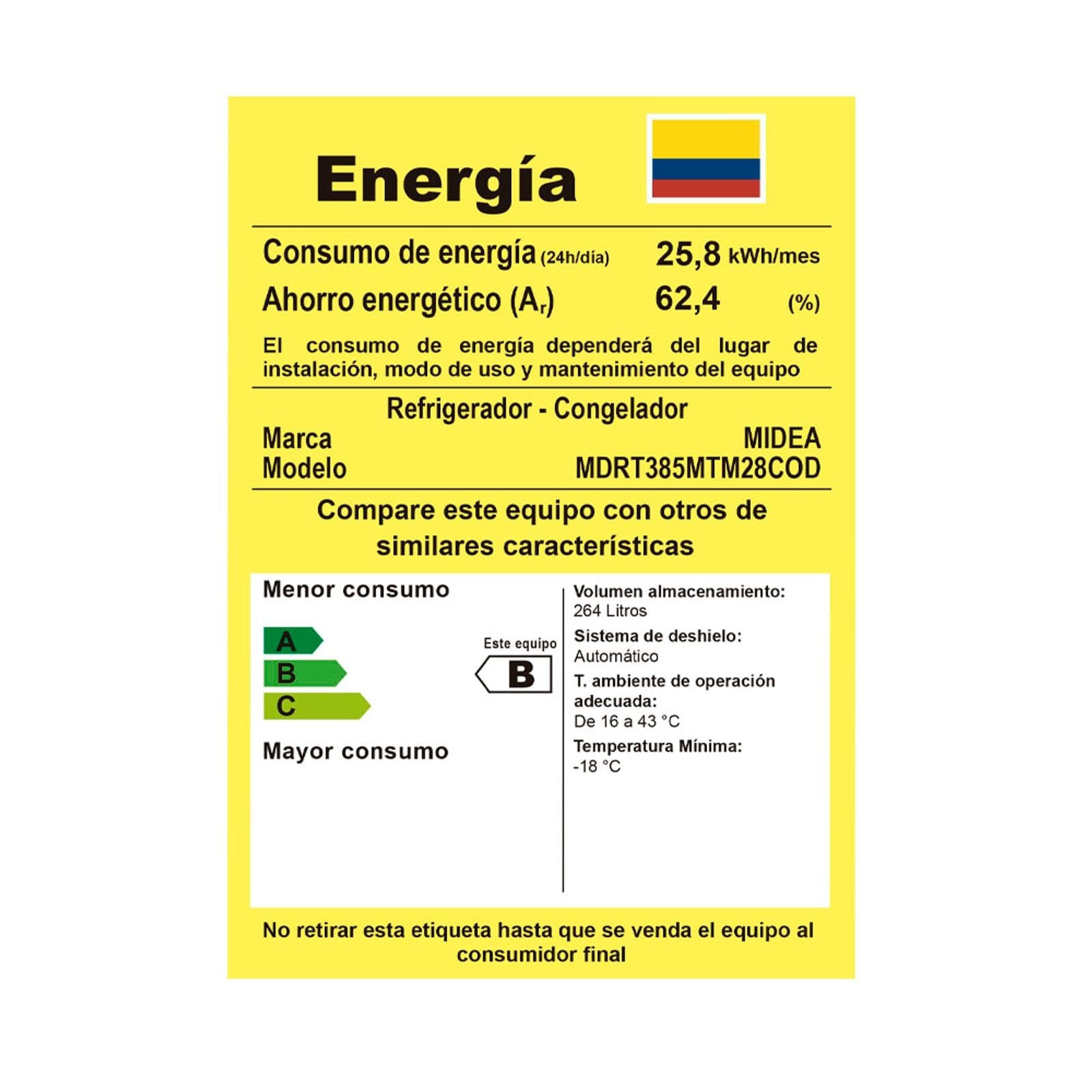 Nevera Midea Congelador Superior 264 Litros Inverter MDRT385MTM28COD Negra img #13