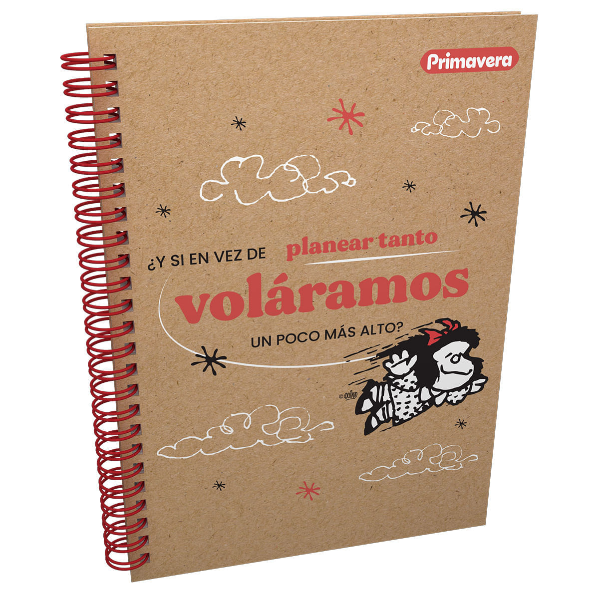 Cuaderno Argollado Pasta Dura  Mafalda Kraft Grande Volar img #1