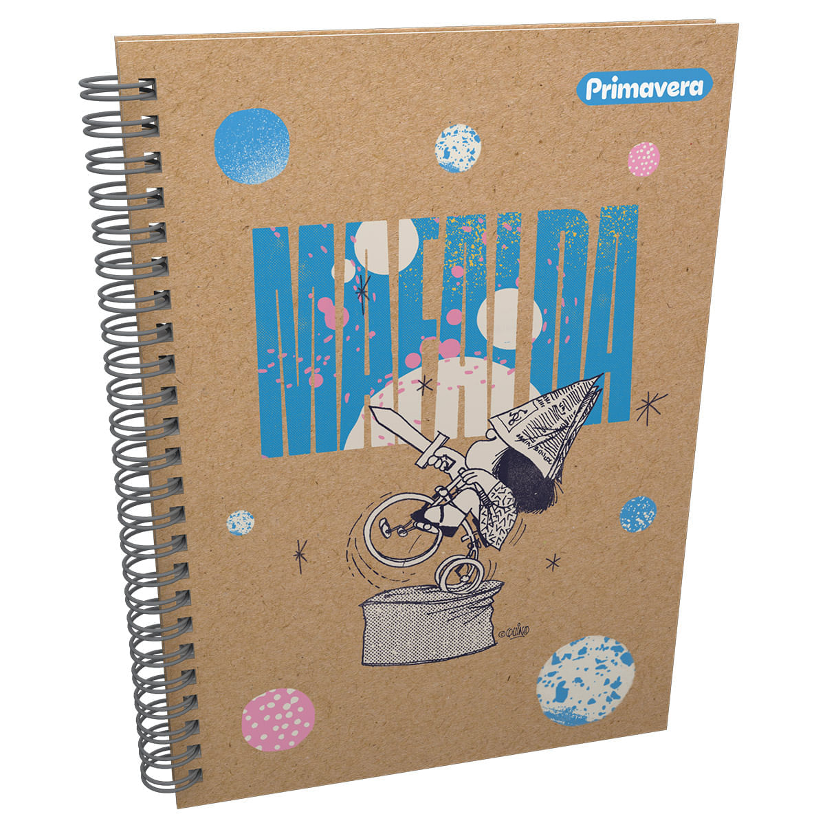 Cuaderno Argollado Pasta Dura  Mafalda Kraft Grande Monociclo img #1