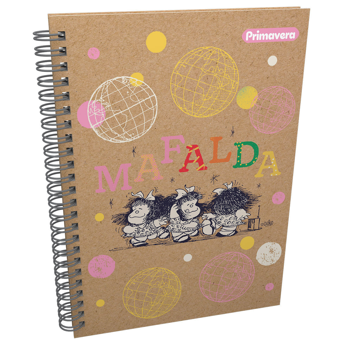Cuaderno Argollado Pasta Dura  Mafalda Kraft Grande Bailando img #1