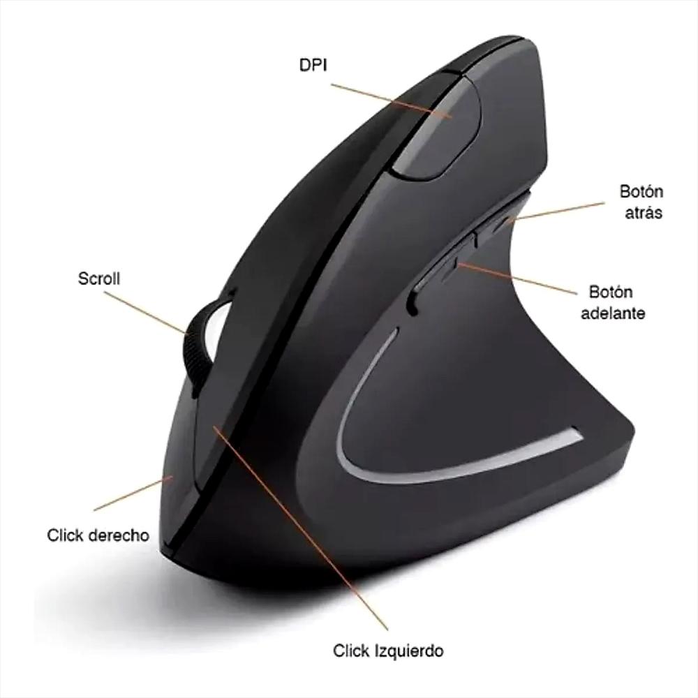 Mouse Vertical Ergonomico Inalambrico Negro img #2