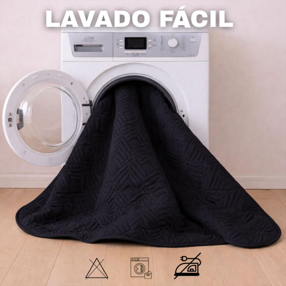 Combo Protector Doble Acolchado Negro 190Cm*140Cm img #4