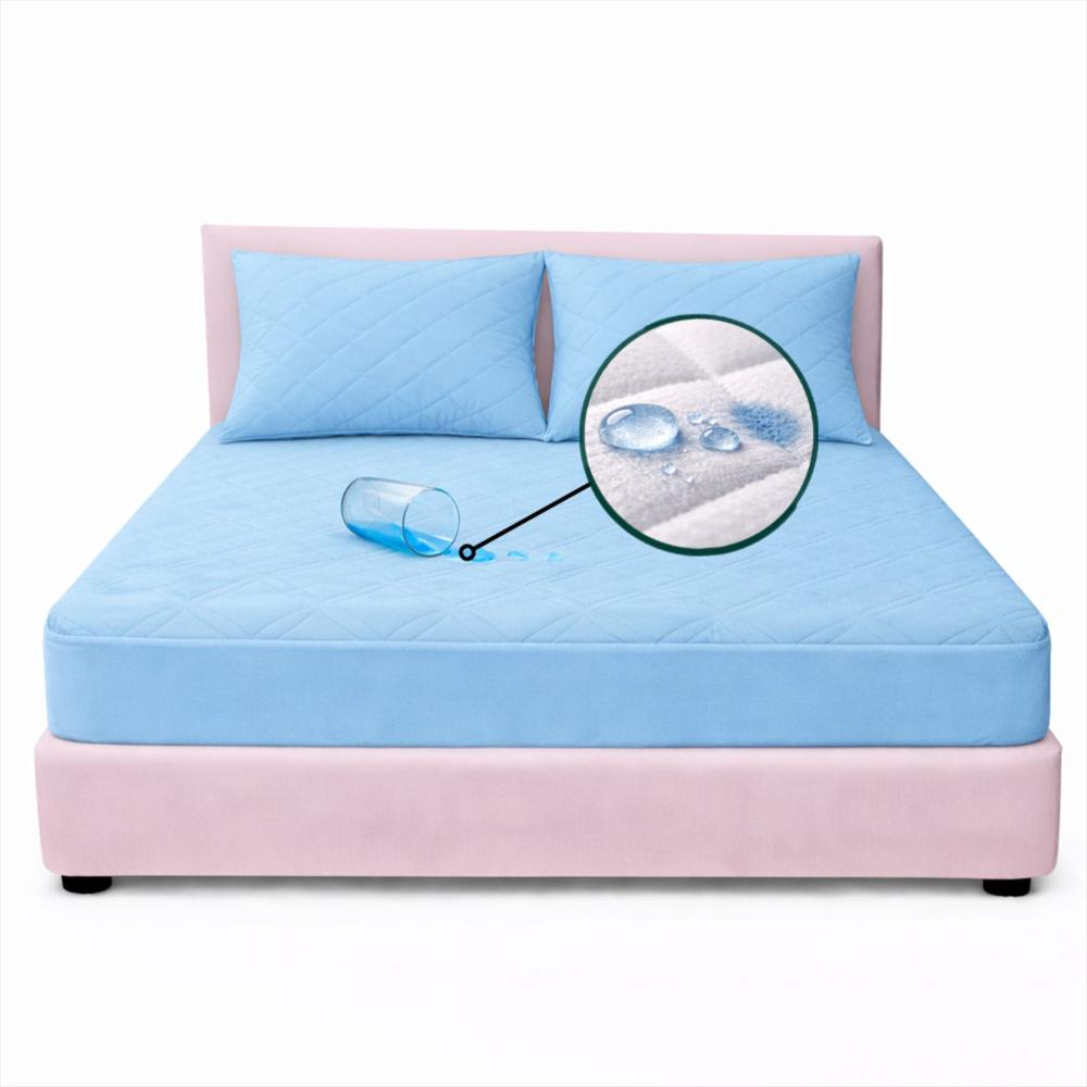 Combo Protector Doble Antifluido Celeste 190Cm*140Cm img #1
