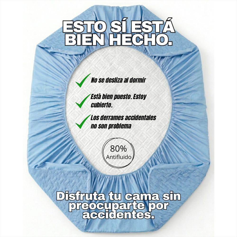Combo Protector Doble Antifluido Celeste 190Cm*140Cm img #5