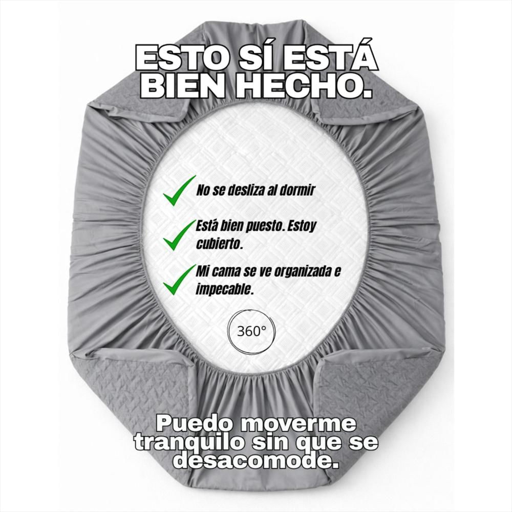 Combo Protector Queen Acolchado Gris 190Cm*160Cm img #5