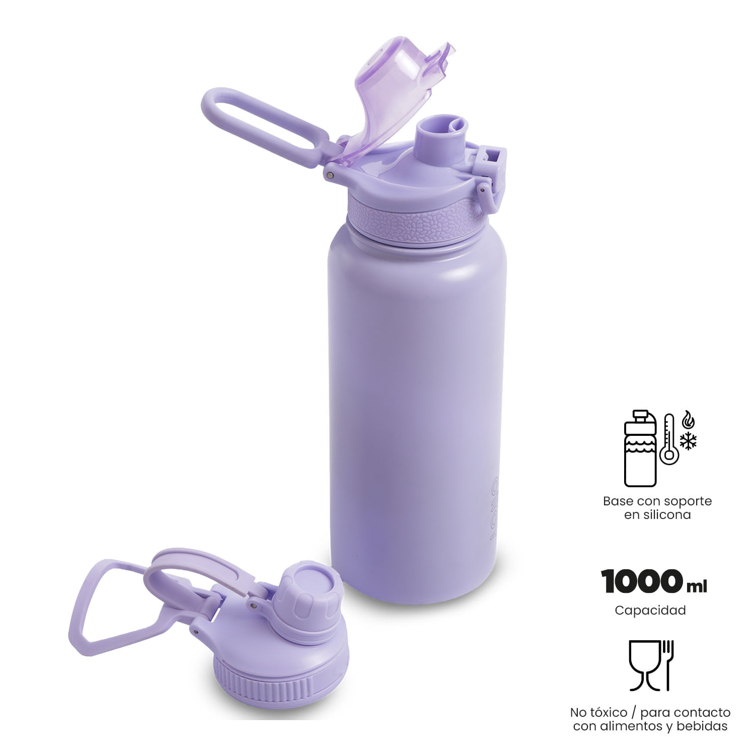 Termo para agua con Tapa Intercambiable Flux 1000 ml Morado img #2