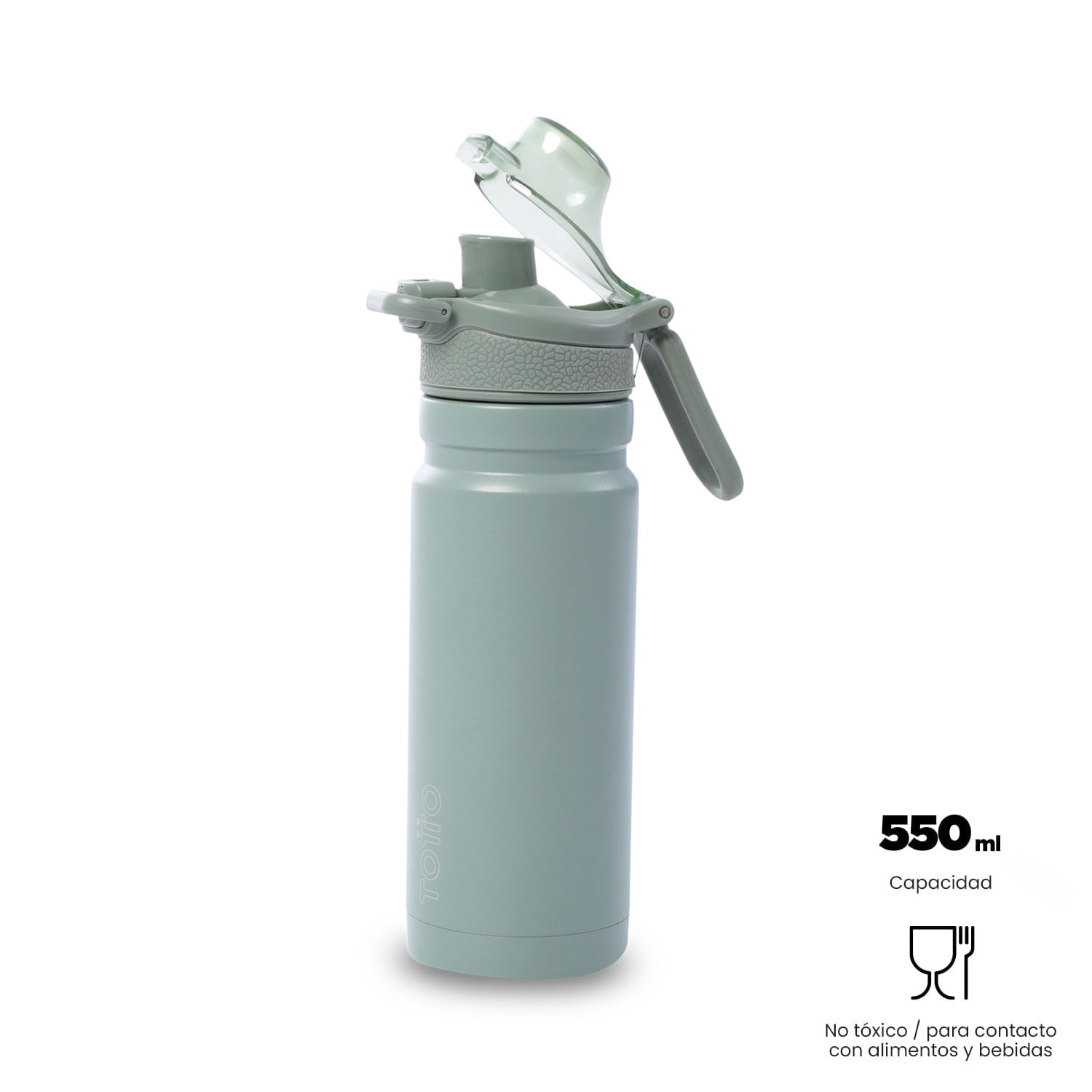Termo para agua con tapa intercambiable Flux 550 Ml Verde img #2