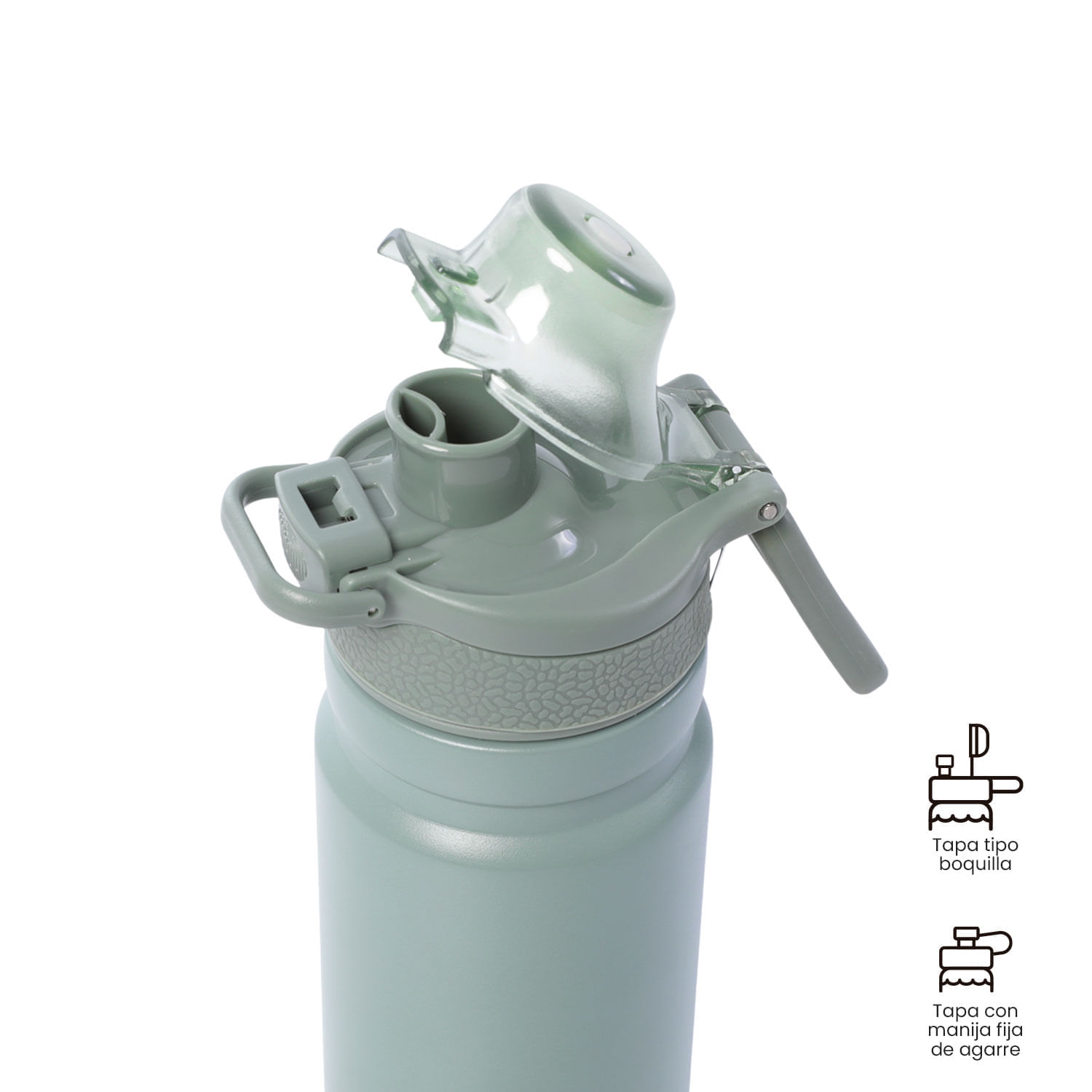 Termo para agua con tapa intercambiable Flux 550 Ml Verde img #4
