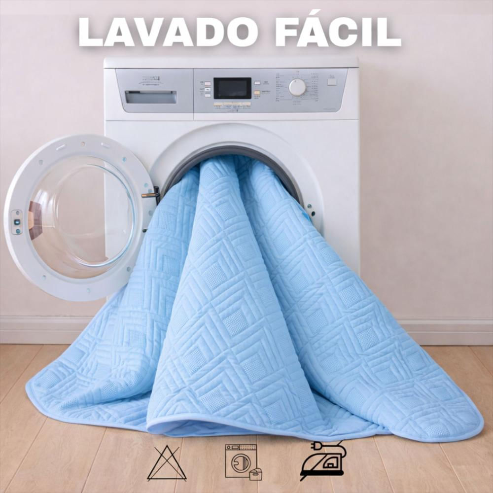 Combo Protector King Acolchado Celeste 200Cm*200Cm img #3