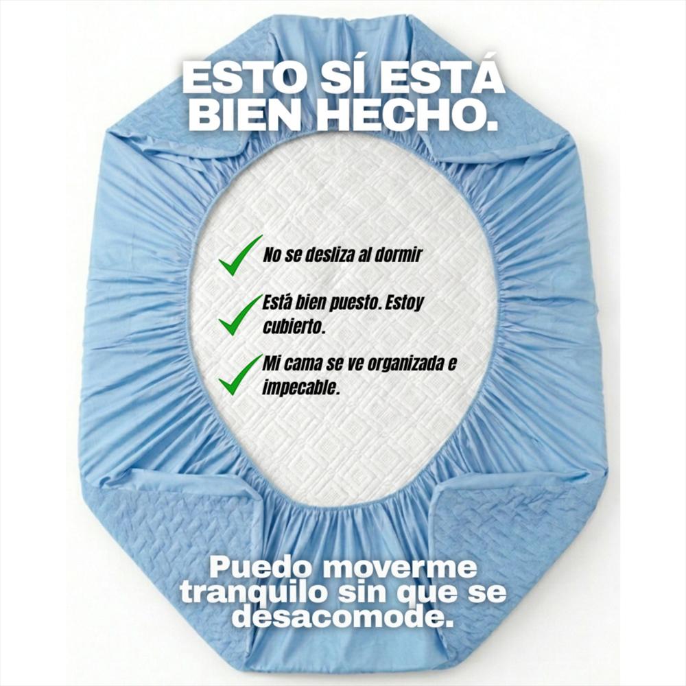 Combo Protector King Acolchado Celeste 200Cm*200Cm img #4