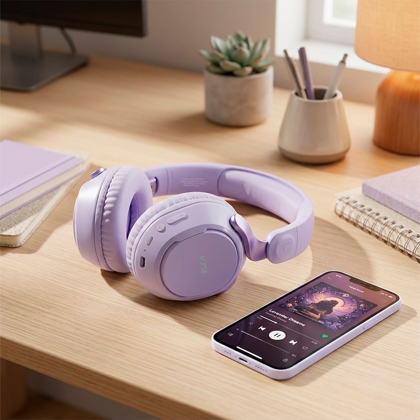 Audífonos Bluetooth Lila Vers Essenty Recargables VTA con Micrófono y Carga Rápida img #2