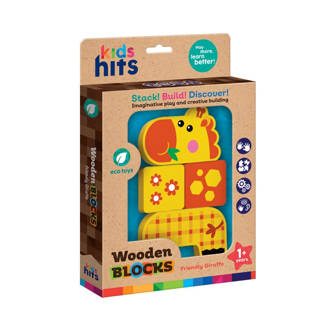 Set 4 Cubos Bloques de Madera Didácticos Jirafa Kids Hits img #1