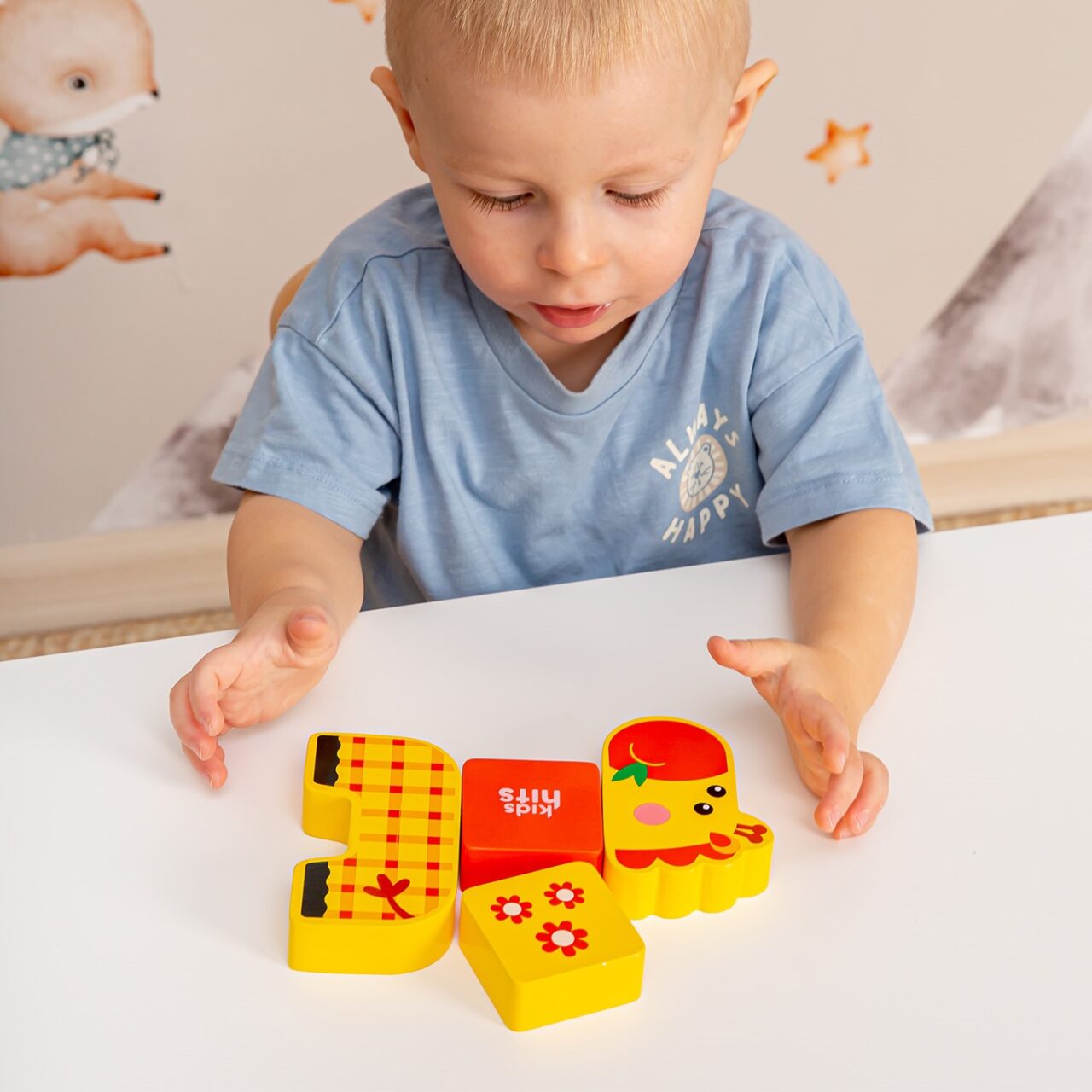 Set 4 Cubos Bloques de Madera Didácticos Jirafa Kids Hits img #3