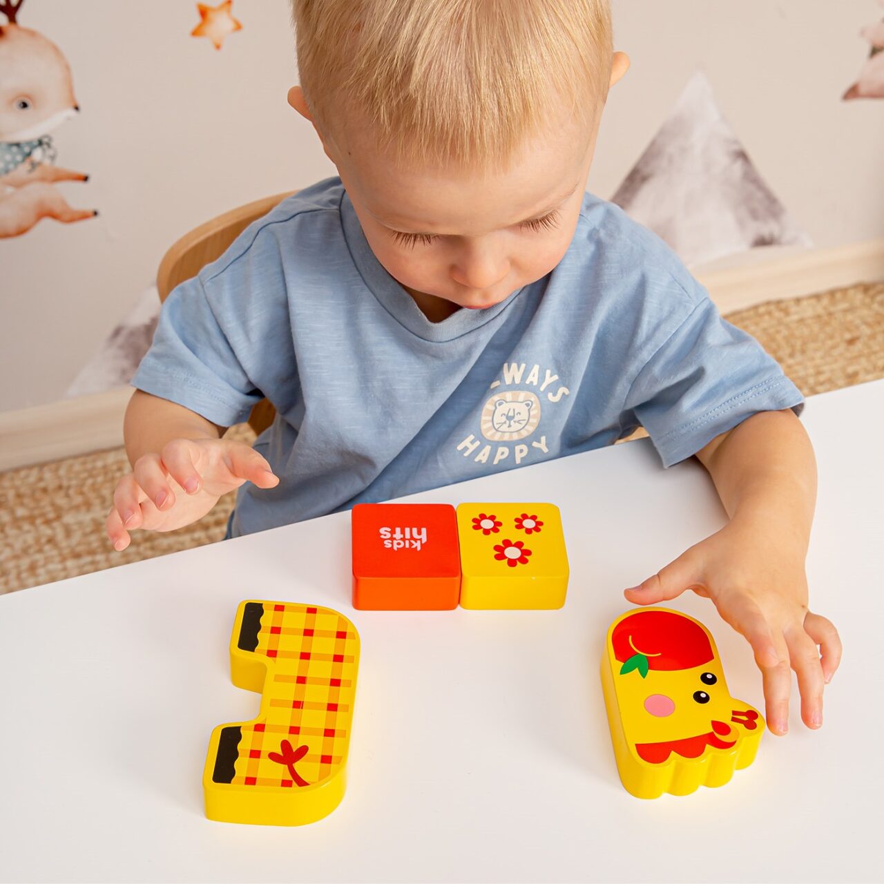 Set 4 Cubos Bloques de Madera Didácticos Jirafa Kids Hits img #4