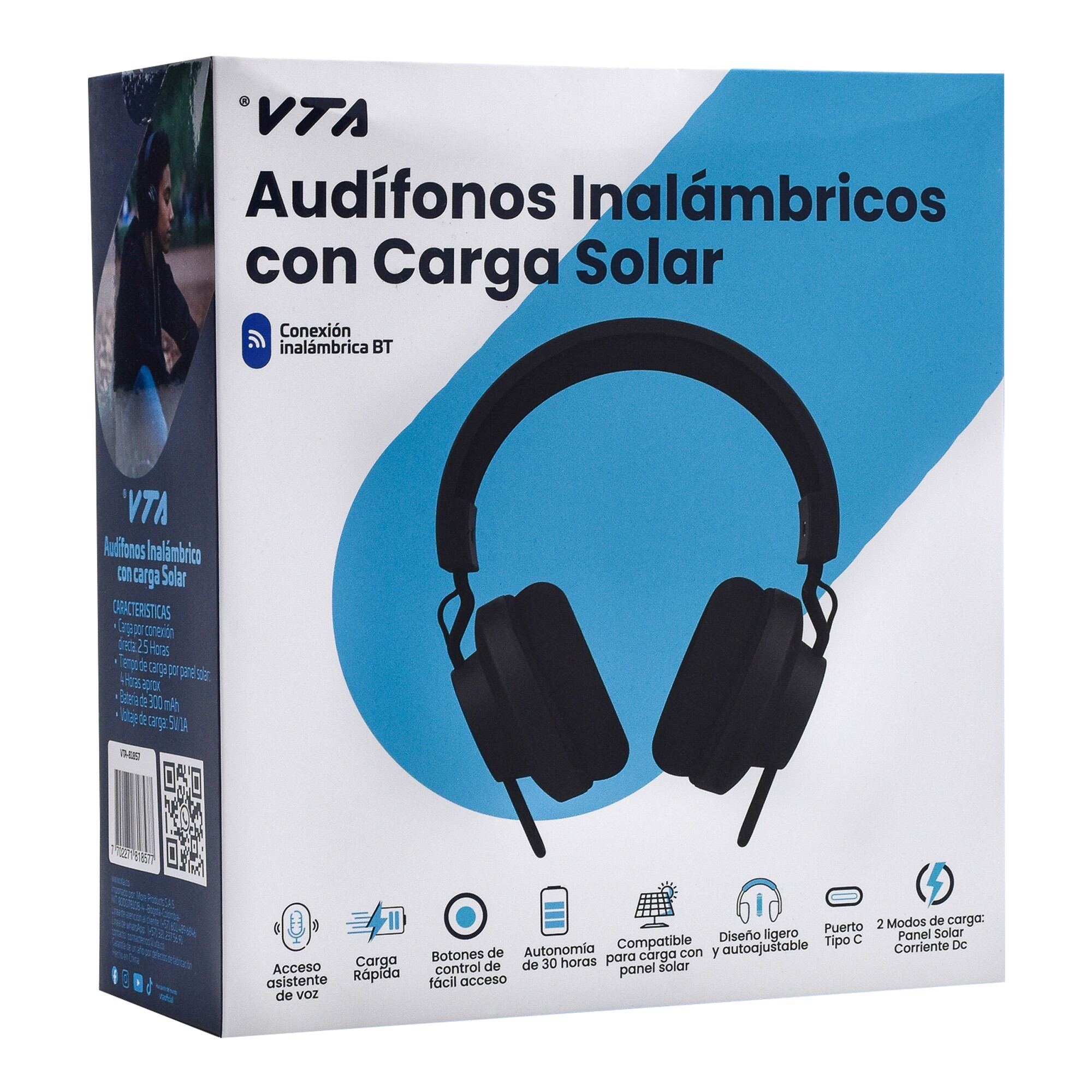 Audífonos Inalámbricos Tipo Diadema VTA con Carga Solar img #7